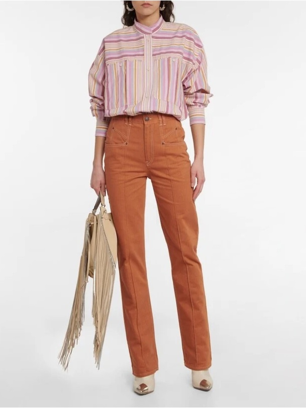 New! Isabel Marant Pantalon Lirokae Terracotta Straight Pants Quiet Luxury🧡 S - Picture 6 of 11
